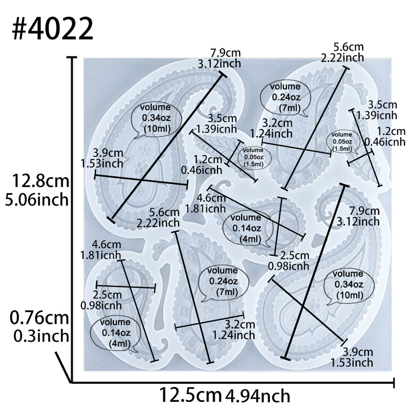 Paisley Pattern Silicone Mold 8 Cavities