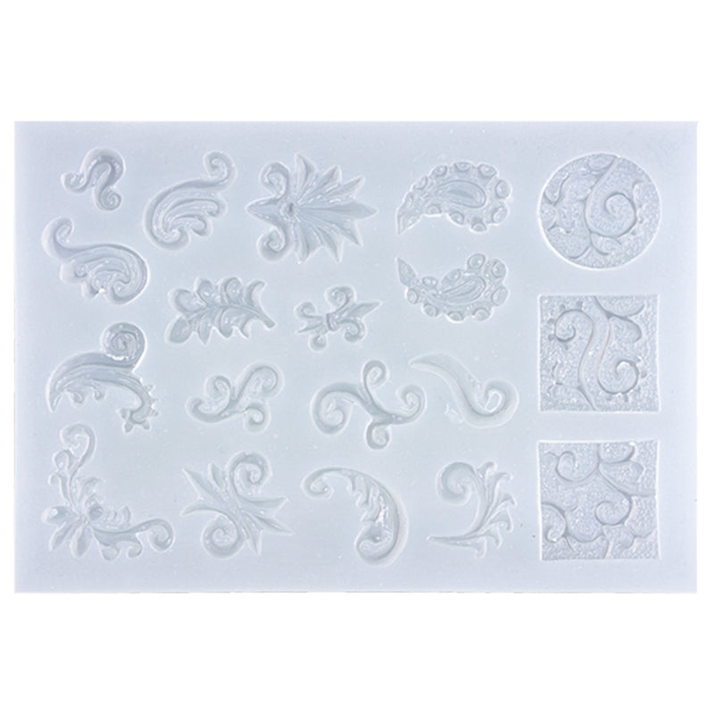 Vintage Paisley Scrollwork Resin Silicone Mold 19-Cavity