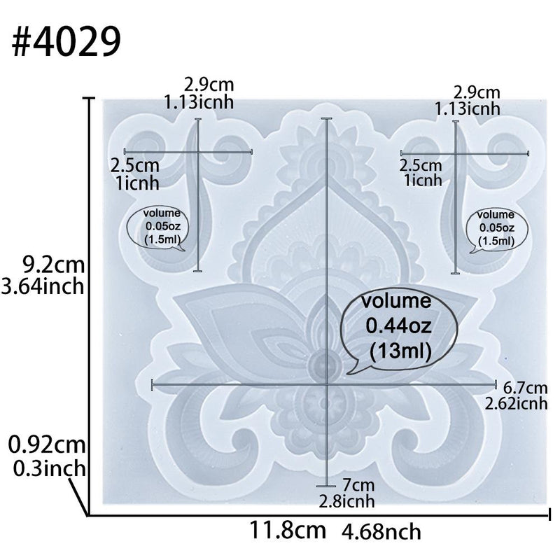 Paisley Floral Fondant Silicone Mold 3-Cavity