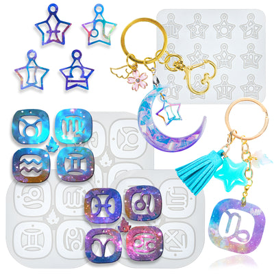 Zodiac Resin Silicone Molds Pack of 9 for Keychain Charms Necklace Pendant Earring Bracelet Jewelry Making