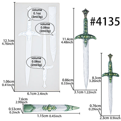 Knight Theme Dagger Sword Silicone Mold