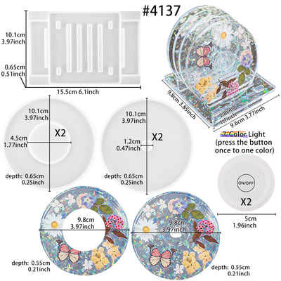 LED Coaster and CD Case Centerpiece Organizer Epoxy Resin Silicone Molds Pack of 14