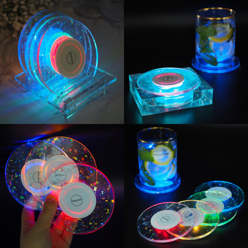 LED Coaster and CD Case Centerpiece Organizer Epoxy Resin Silicone Molds Pack of 14