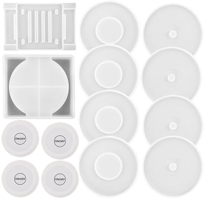 LED Coaster and CD Case Centerpiece Organizer Epoxy Resin Silicone Molds Pack of 14