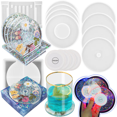 LED Coaster and CD Case Centerpiece Organizer Epoxy Resin Silicone Molds Pack of 14