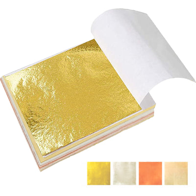 Imitation Gold Foil Leaf Paper Metallic Gilding 4 Colors 100 Sheets
