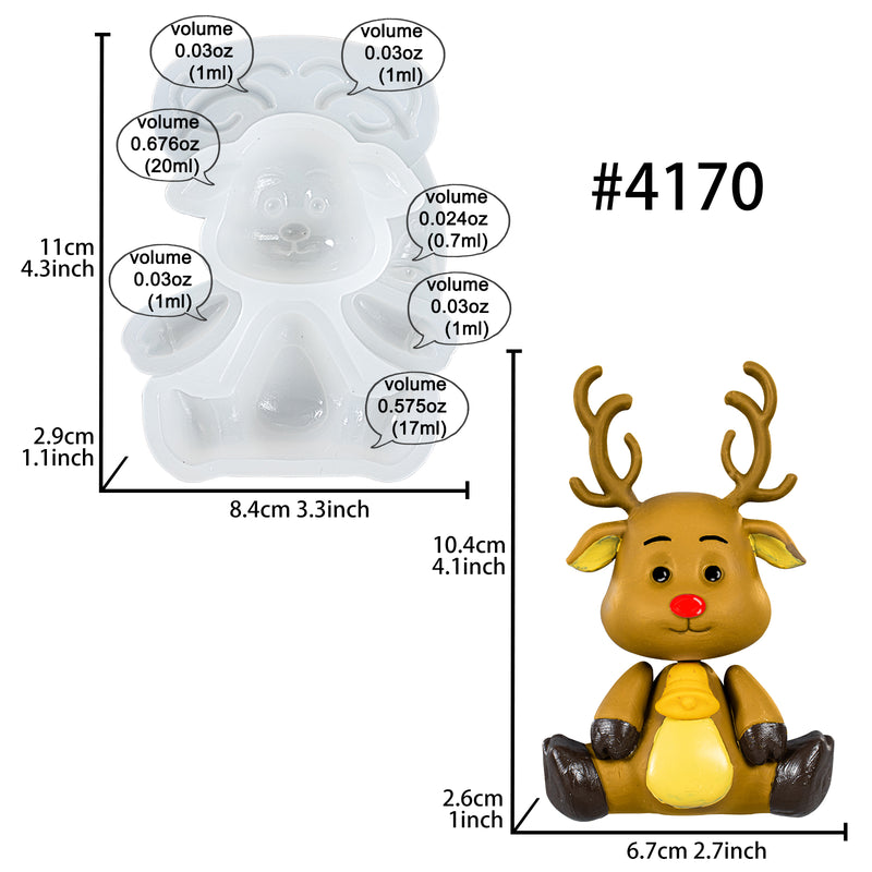 Christmas Silicone Mold Reindeer Height 4.1inch