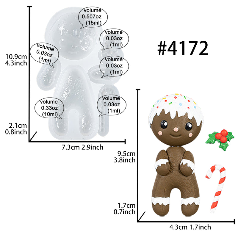 Christmas Silicone Mold Gingerbread Man Height 3.8inch