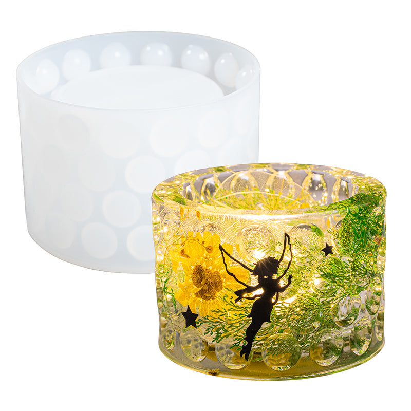 Cylinder Mandala Tealight Candle Holder Silicone Resin Mold