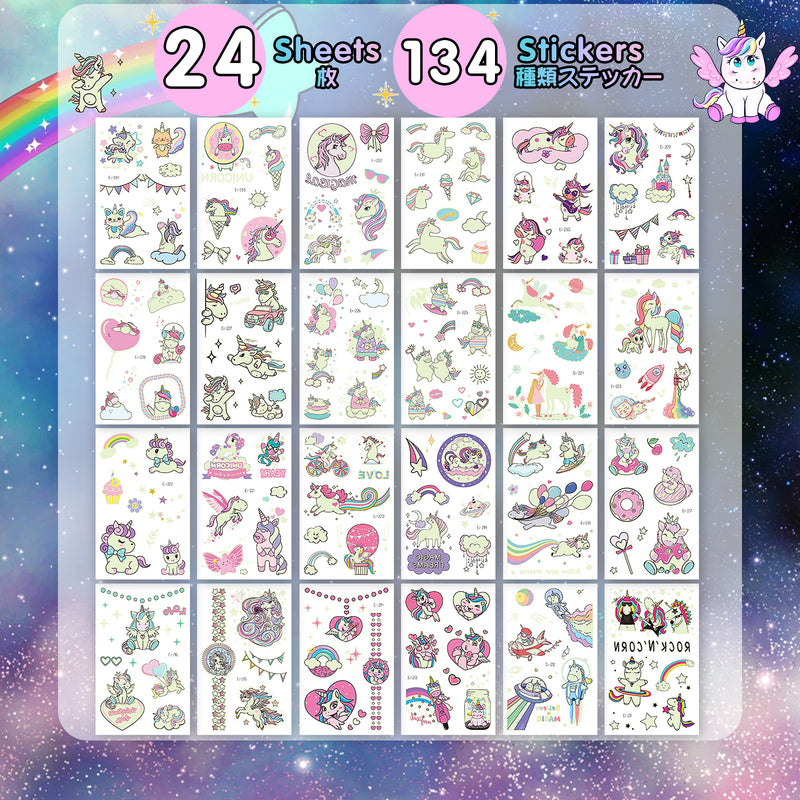 Luminous Temporary Tattoos Unicorn Craft Stickers