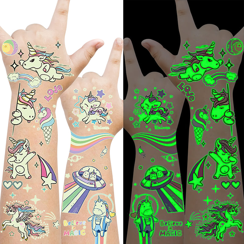 Luminous Temporary Tattoos Unicorn Craft Stickers