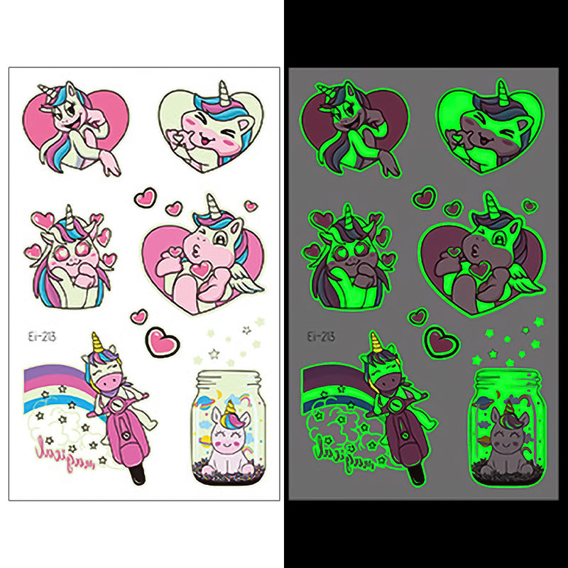 Luminous Temporary Tattoos Unicorn Craft Stickers