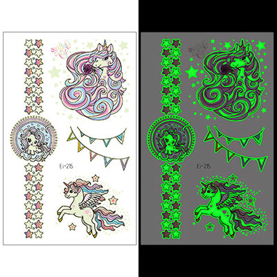 Luminous Temporary Tattoos Unicorn Craft Stickers