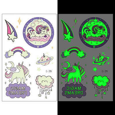 Luminous Temporary Tattoos Unicorn Craft Stickers