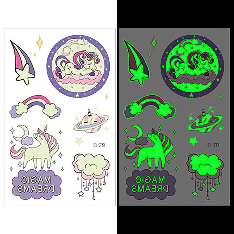 Luminous Temporary Tattoos Unicorn Craft Stickers