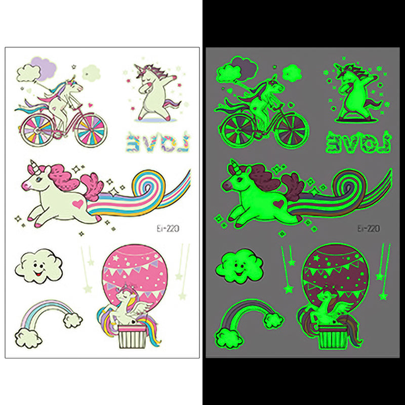 Luminous Temporary Tattoos Unicorn Craft Stickers