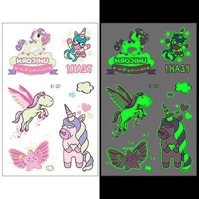 Luminous Temporary Tattoos Unicorn Craft Stickers