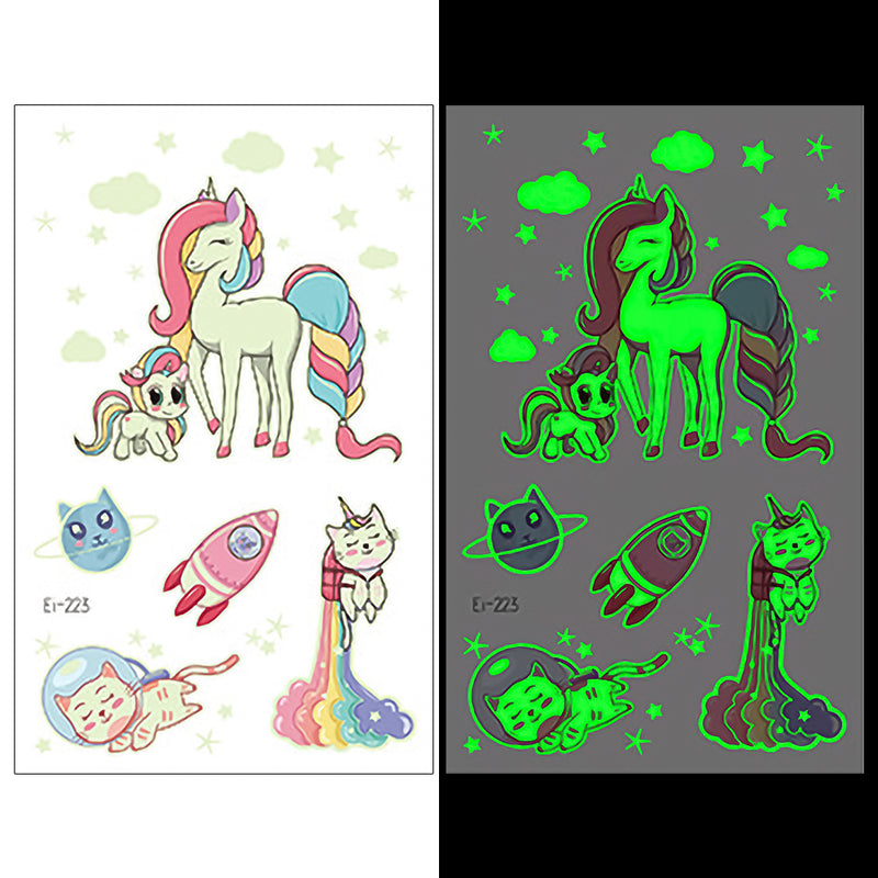 Luminous Temporary Tattoos Unicorn Craft Stickers