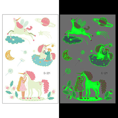 Luminous Temporary Tattoos Unicorn Craft Stickers