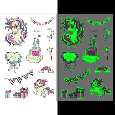 Luminous Temporary Tattoos Unicorn Craft Stickers