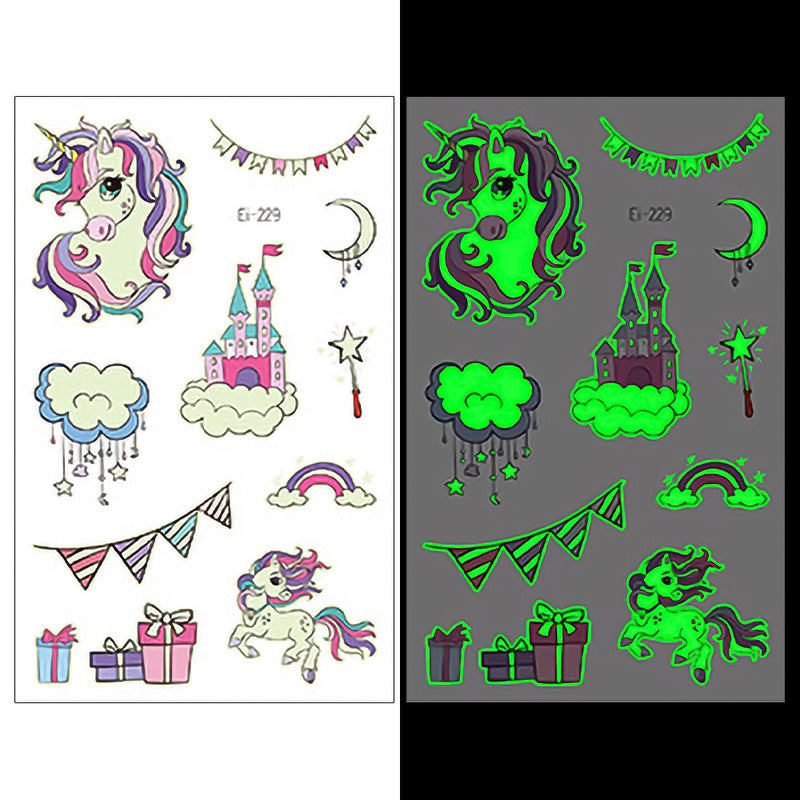 Luminous Temporary Tattoos Unicorn Craft Stickers