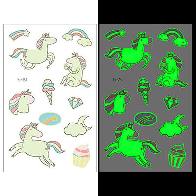 Luminous Temporary Tattoos Unicorn Craft Stickers