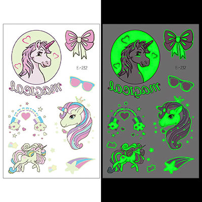 Luminous Temporary Tattoos Unicorn Craft Stickers