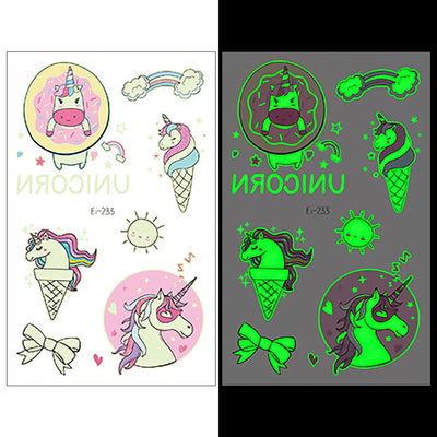 Luminous Temporary Tattoos Unicorn Craft Stickers