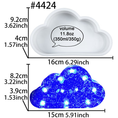 Large Cloud Resin Lamp Casting Mold Silicone 6x3x1.5-inch Cake Desserts Tray
