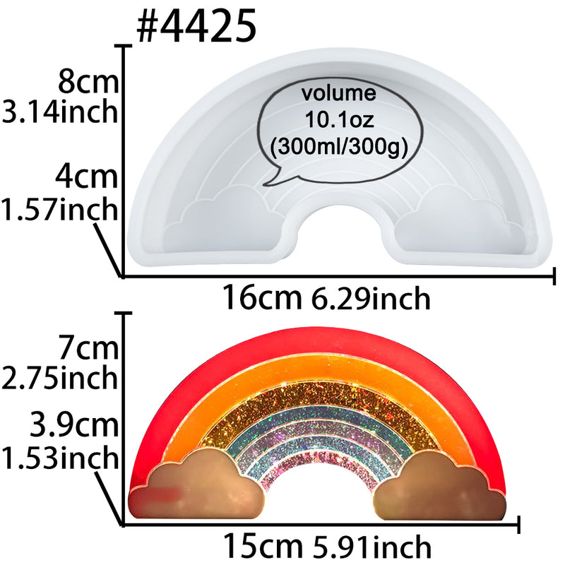 Large Rainbow Resin Lamp Casting Mold Silicone 6x3x1.5-inch Cake Desserts Tray