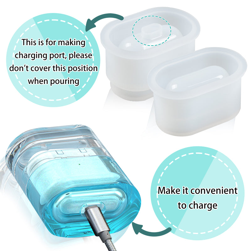 Resin Silicone Molds Earbuds Case and Phone Stand Epoxy Casting Craft Set