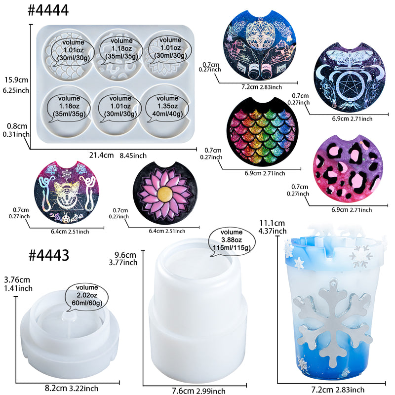 Resin Silicone Molds Car Coaster, Ashtray, Pot, Epoxy Casting Kits Pack of 3