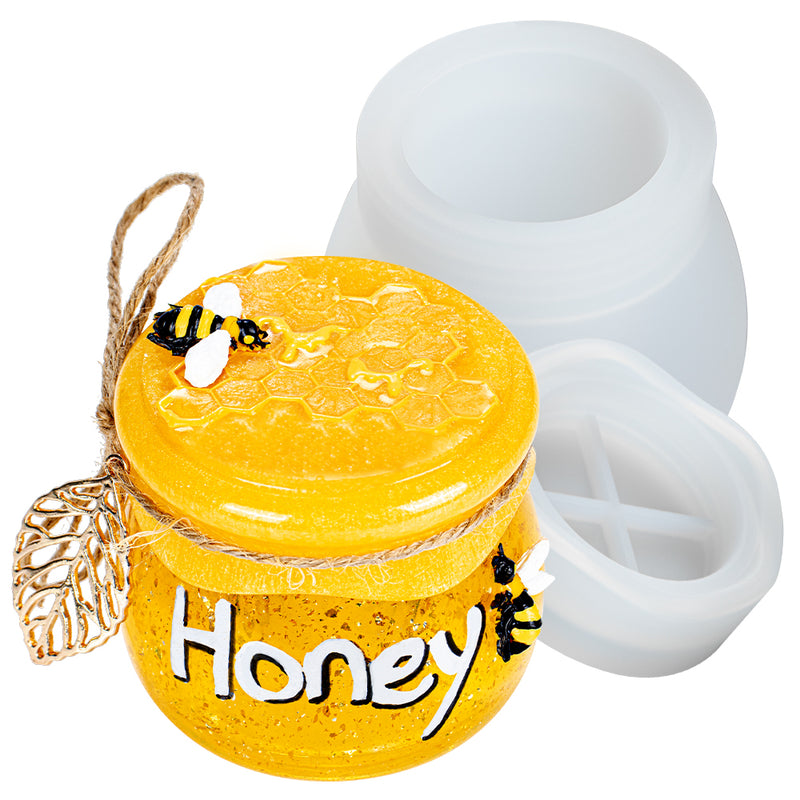 Honey Jar Resin Mold Silicone with Screw Lid Bottle Storage Container