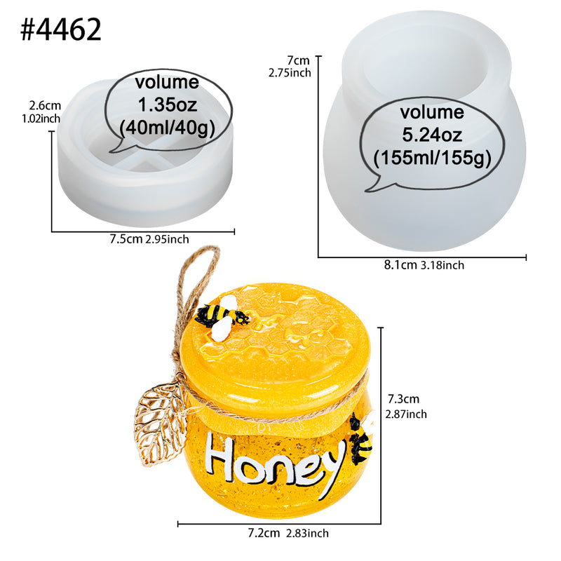 Honey Jar Resin Mold Silicone with Screw Lid Bottle Storage Container