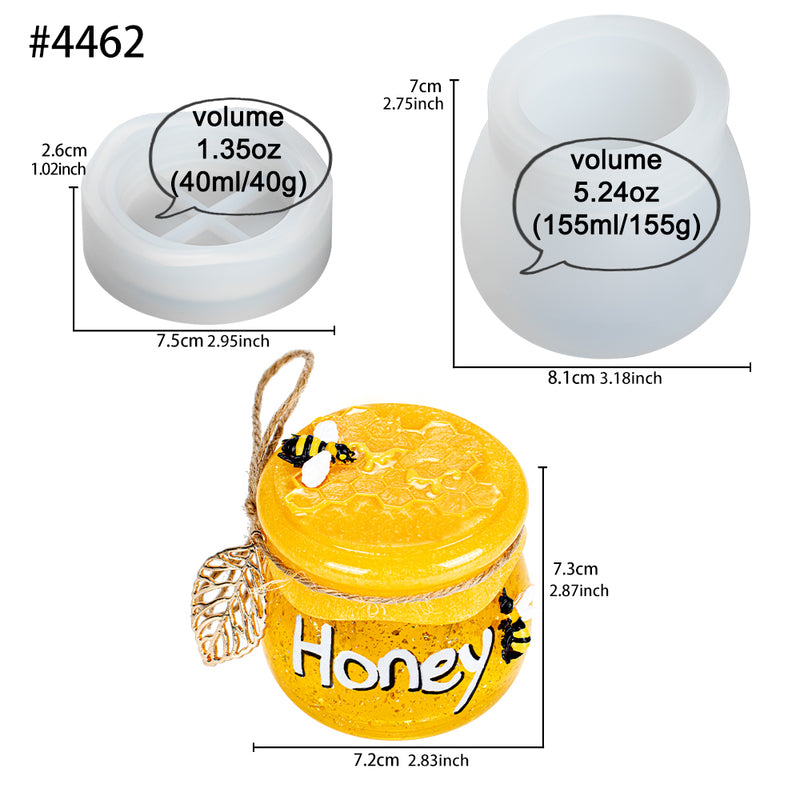 Honey Jar Resin Mold Silicone with Screw Lid Bottle Storage Container
