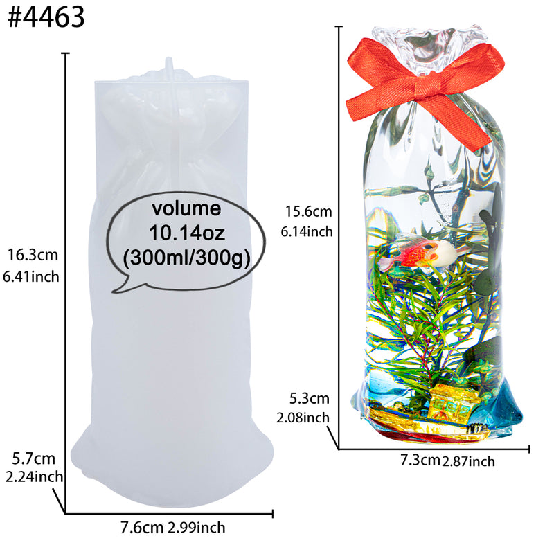 Lucky Bag Resin Mold Silicone Miniature Diorama Terrarium Fish Tank Herbarium 10oz 2.5inch Tallm