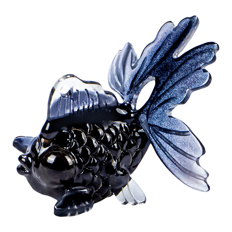 Bubble-Eye Goldfish Miniatures 1:12 1-inch Charm Epoxy Art UV Resin Inlay Diorama Black
