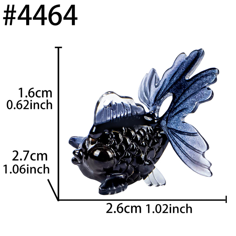 Bubble-Eye Goldfish Miniatures 1:12 1-inch Charm Epoxy Art UV Resin Inlay Diorama Black