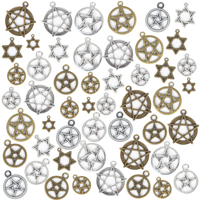 Hexagram Star Charms Bulk 48 Mixed Colors For Jewelry Making DIY