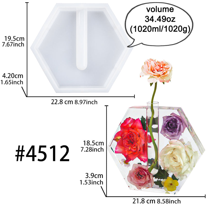 Resin Vase Mold Hexagon Plant Propagation Stations Silicone Epoxy Casting