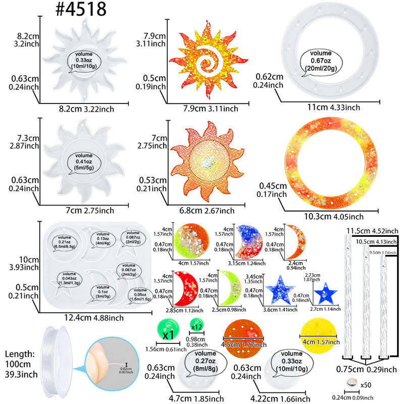 Resin Sun Wind Chime Molds Set