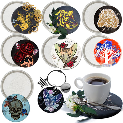 Resin Etched Pattern Round Coaster Molds