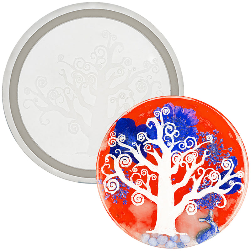 Etched Celtic Tree of Life Pattern Round Coaster Resin Mold