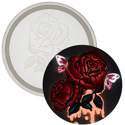 Etched Rose Pattern Round Coaster Resin Mold