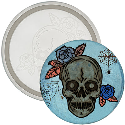 Etched Skull with Rose Pattern Round Coaster Resin Mold