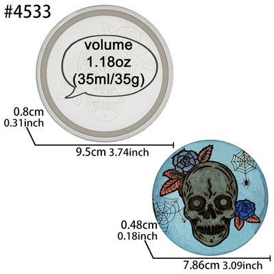 Etched Skull with Rose Pattern Round Coaster Resin Mold