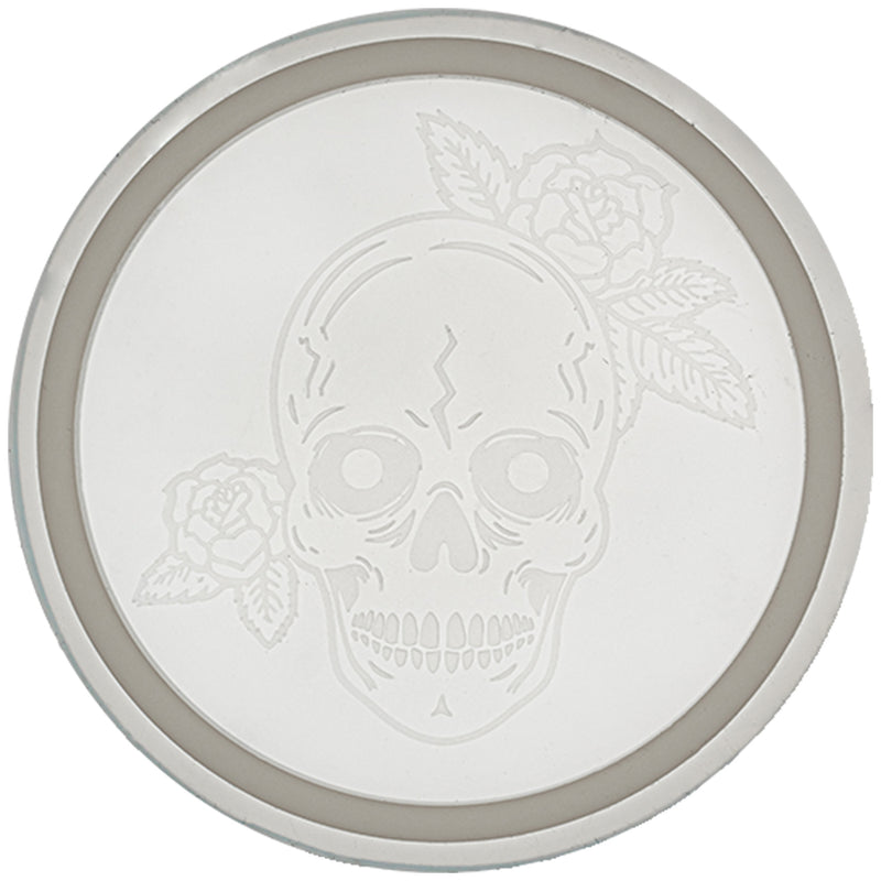 Etched Skull with Rose Pattern Round Coaster Resin Mold