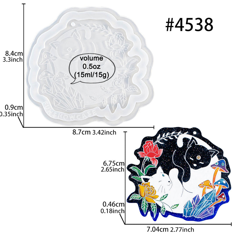 3.5 Inch Yin Yang Cat Resin Silicone Mold