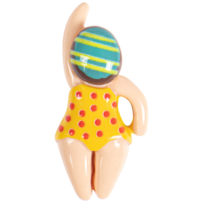 1" Miniature Yellow Spots Girl Swimmer Figurine