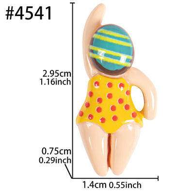 1inches Miniature Yellow Spots Girl Swimmer Figurine